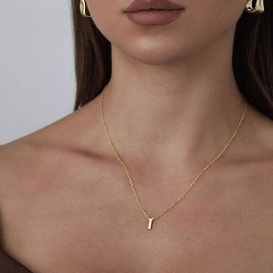 14K Gold Plated Dainty Initial Necklace, Personalized Letter Jewelry