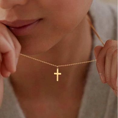Gold/Silver Plated Layered Cross Necklace with Simple Pendant