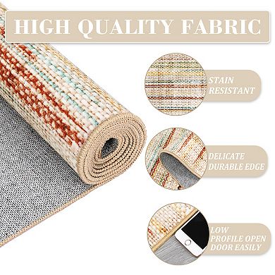 Modern Striped Area Rug Machine Washable Ultra Thin Stain Resistant Floor Cover for Kid's Room