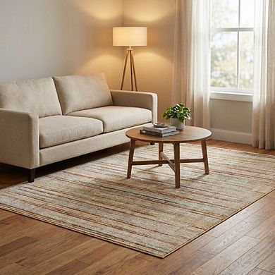 Modern Striped Area Rug Machine Washable Ultra Thin Stain Resistant Floor Cover for Kid's Room