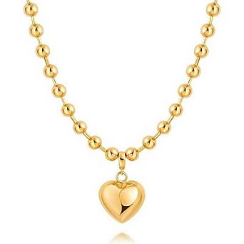 18K Gold Plated Chunky Heart Pendant Necklace, Statement Choker