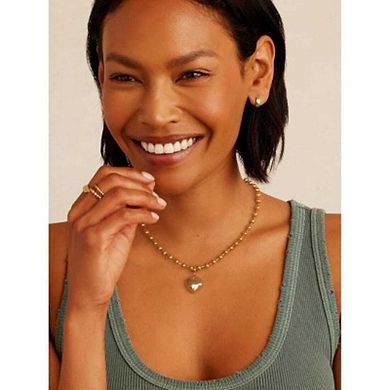 18K Gold Plated Chunky Heart Pendant Necklace, Statement Choker