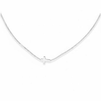 Silver Cross Necklace, Dainty Small Pendant Choker Religious Jewelry