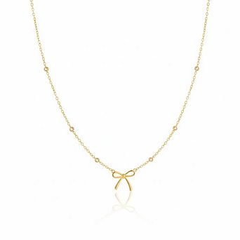 14K Gold Plated Dainty Bow Choker Necklace, Cute Gift for Women