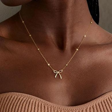 14K Gold Plated Dainty Bow Choker Necklace, Cute Gift for Women
