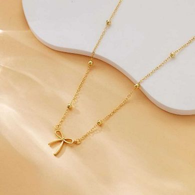 14K Gold Plated Dainty Bow Choker Necklace, Cute Gift for Women