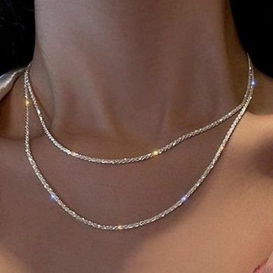 Double Layer Herringbone & Snake Chain Choker Set, Cuban Necklace
