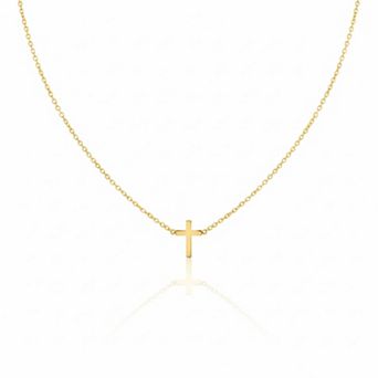 Gold Plated Minimalist Dainty Cross Necklace, Religious Gift Jewelry