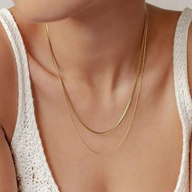 Gold Plated Stainless Steel Dainty Stack Thin Chain Necklace Set