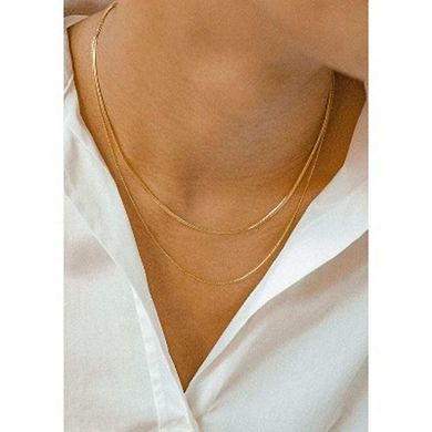 Gold Plated Stainless Steel Dainty Stack Thin Chain Necklace Set