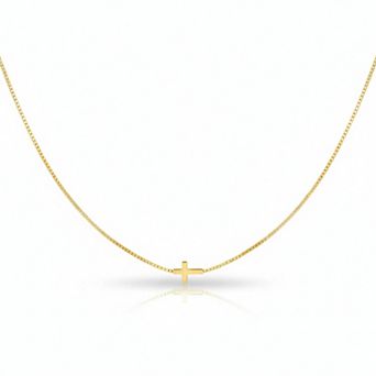Gold Silver Plated Dainty Small Cross Charm Chain, Religious Gift