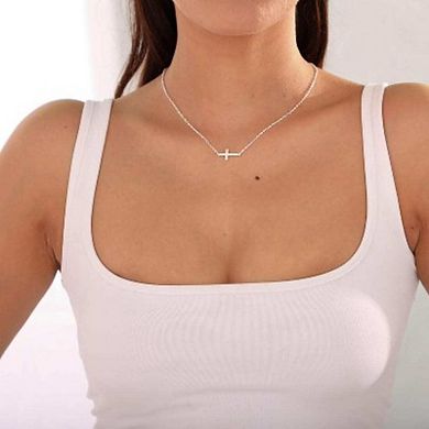 Silver Plated Cross Necklace, Minimalist Dainty Religious Jewelry