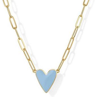 Gold Plated Enamel Heart Necklace, Colorful Love Pendant