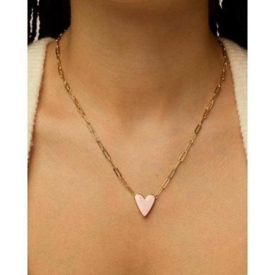 Gold Plated Enamel Heart Necklace, Colorful Love Pendant