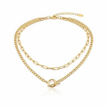 14K Dainty Gold Cuban Link Chain with Toggle Clasp Necklace