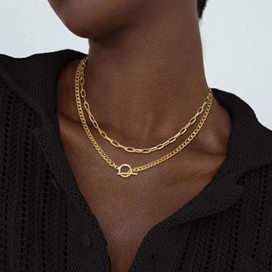14K Dainty Gold Cuban Link Chain with Toggle Clasp Necklace