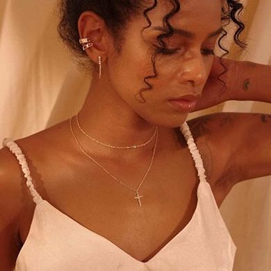 14K Gold Plated Cross Necklace, Minimalist Faith Pendant with Chain