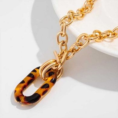 Chunky Gold Leopard Choker, Punk Acrylic Collar Necklace for Women