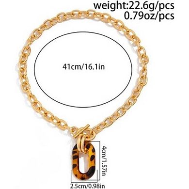 Chunky Gold Leopard Choker, Punk Acrylic Collar Necklace for Women