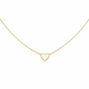18K Gold Plated Heart Necklace, Dainty Tiny Love Pendant Choker