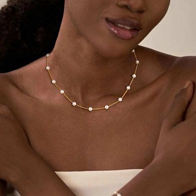 Dainty Handmade Layered Pearl Necklace, Gold Plated Pendant Jewelry