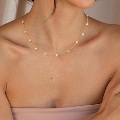 Dainty Handmade Layered Pearl Necklace, Gold Plated Pendant Jewelry