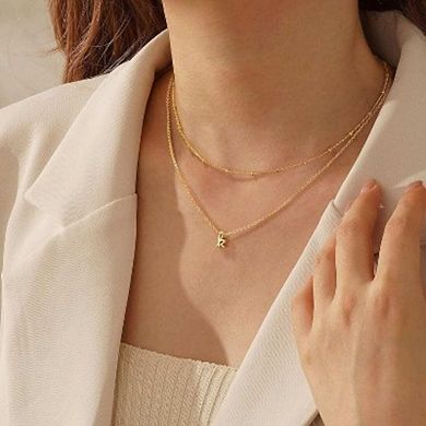 Layered Initial Necklace, Dainty Gold Stackable Letter Jewelry