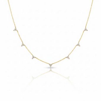 Choker Necklace with Cubic Zirconia Clover, Delicate Trendy Jewelry