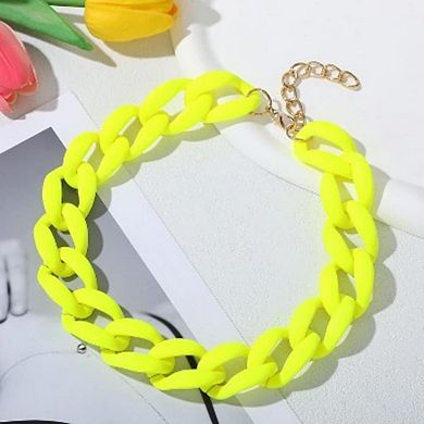 Chunky Resin Link Chain Necklace, Thick 80s Rock Music Choker