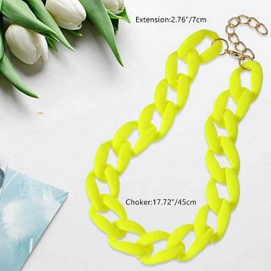 Chunky Resin Link Chain Necklace, Thick 80s Rock Music Choker