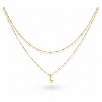 Personalized Layered Letter Bubble Pendant, Dainty Stackable Choker