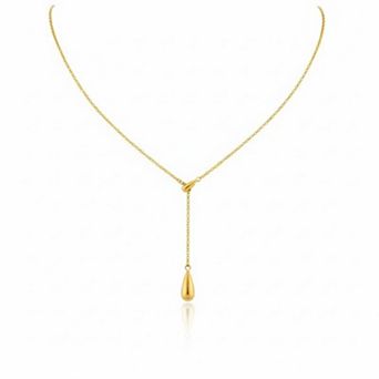 Drop Y-Shaped Lariat Necklace, Gold Plated Minimalist Everyday Jewelry
