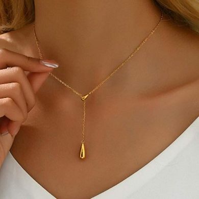Drop Y-Shaped Lariat Necklace, Gold Plated Minimalist Everyday Jewelry