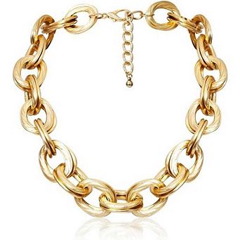 Chunky Choker Necklace, Gold Cuban Link Punk Hip-hop Jewelry