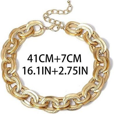 Chunky Choker Necklace, Gold Cuban Link Punk Hip-hop Jewelry