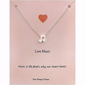 Music Note Pendant Necklace, Adjustable Chain for Music Lovers