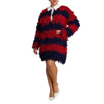 ELOQUII Women's Plus Size Rugby Sweater Dress