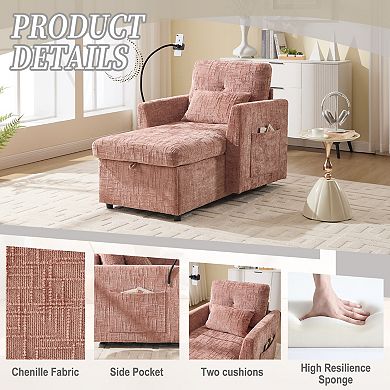 Merax Chenille Lazy Sofa with Storage Person Sofa Recliner