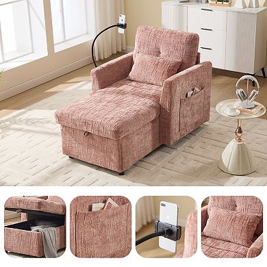 Merax Chenille Lazy Sofa with Storage Person Sofa Recliner
