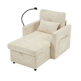Merax Chenille Lazy Sofa with Storage Person Sofa Recliner