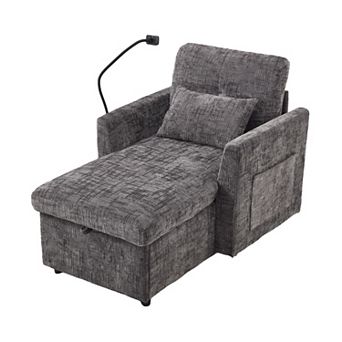 Merax Chenille Lazy Sofa with Storage Person Sofa Recliner