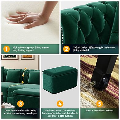 Merax Convertible Sleeper Sofa Bed Space Saving Velvet Tufted Design for Small Living Rooms