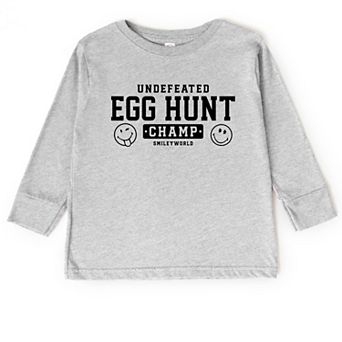 SmileyWorld Undefeated Egg Hunt Champ - Toddler Long Sleeve Graphic Tee