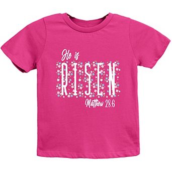 He Is Risen Floral - Youth Short Sleeve Graphic T-Shirt