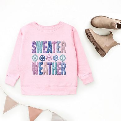 Sweater Weather Snowflake Knit Print - Youth Graphic Sweatshirt