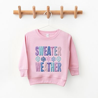 Sweater Weather Snowflake Knit Print - Youth Graphic Sweatshirt