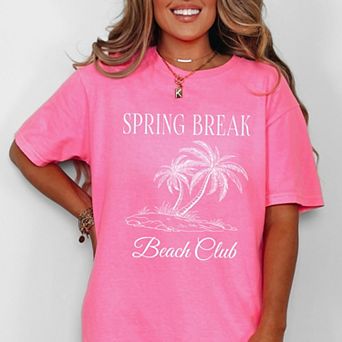 Spring Break Beach Club - Women's Garment Dyed Graphic T-Shirt