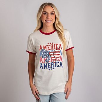 America Coquette Bow - Women's Ringer Graphic T-Shirt