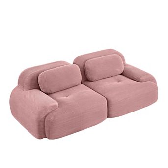 Merax Modular Premium Corduroy Fabric Curved Armrest Loveseats