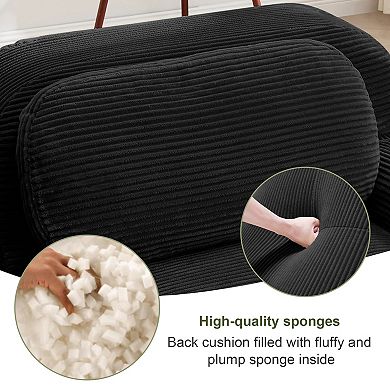 Merax Modular LShaped Sofa Soft Corduroy Fabric Sectional with Curved Armrests